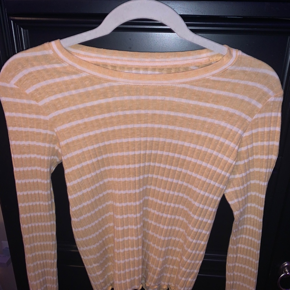 Yellow/ White Striped Long sleeve top